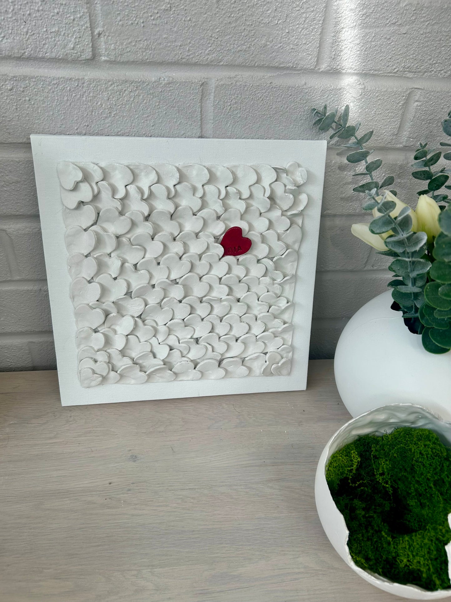 Ivory hearts with a choice of a coloured heart