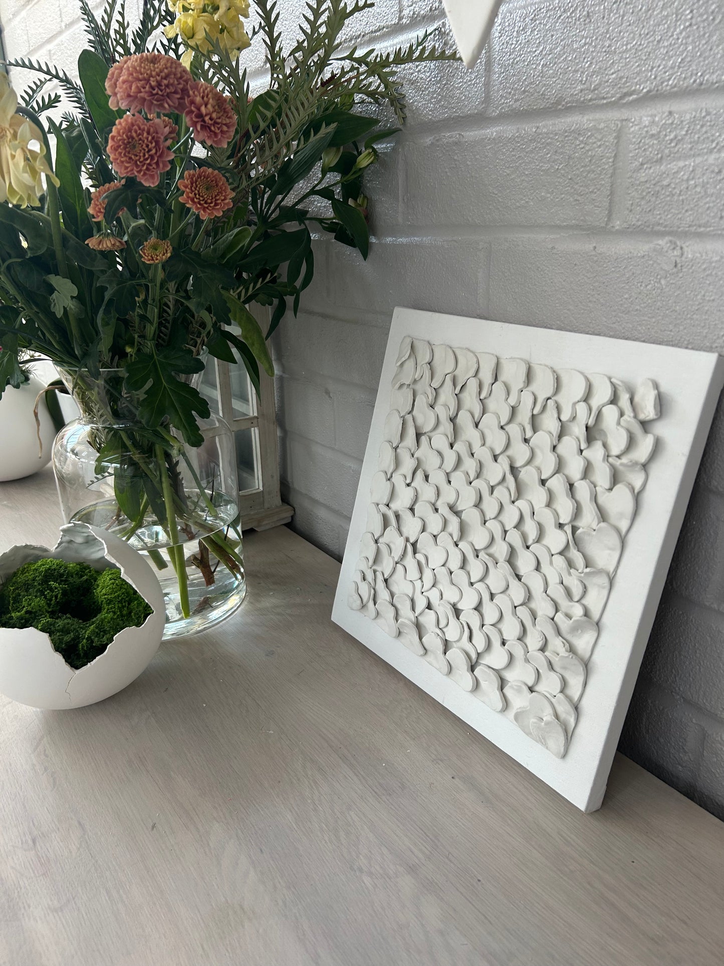 Ivory hearts with a choice of a coloured heart